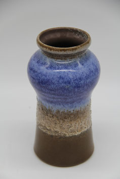 retro DDR Blumenvase Keramik Strehla 1437 blau braun Keramikvase Mid Century