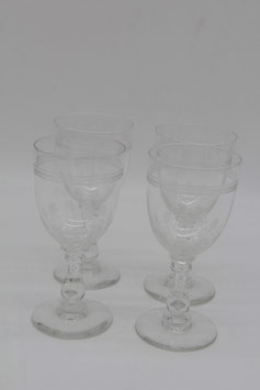 4er Set Art Déco Weingläser Portweingläser Gravur Guillochiert Ätzgravur Muster
