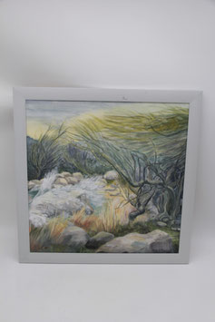 Sigrid Maerker "Rauh und wild" Acryl gerahmt 2006 Strand Düne Bornholm 39x39cm