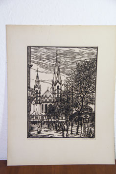 Holzschnitt Ritter 1919 Original Berliner Gedächtniskirche