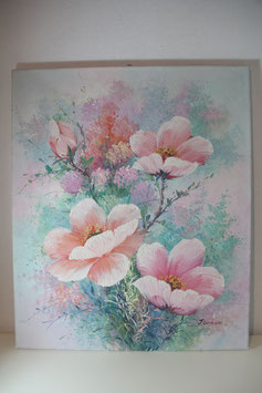 Acrylbild rosa Pfirsichblüten 52x62cm