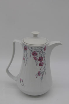 DDR Ilmenau Henneberg Porzellan Kaffeekanne Teekanne Blumenmotiv rosa grau Blüte
