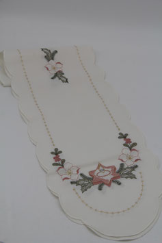 Weihnachtstischläufer Decke rosa grün Stickerei Kerzen Blumen 22x132cm