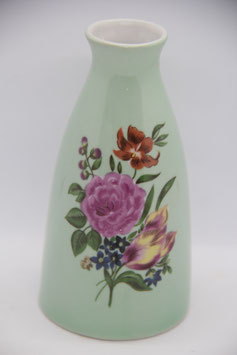 Porzellanvase mintgrün mit Blumen GDR Wagner & Apel 1877 Krone