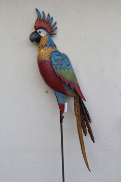 Gartenstecker Papagei bunt Vogel