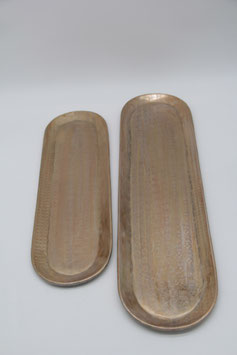 Tablett lang oval Iride Aluminium gold Dekotablett