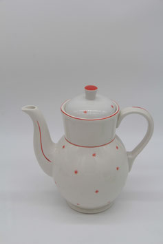 Alt Kaffeekanne Teekanne VEB Gehren rot Sternchen DDR 50er Mid Century Steinzeug