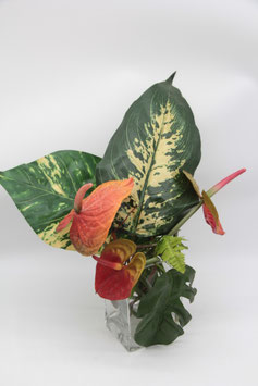 quadratische Vase Glasvase dicker Boden Blumenvase Kunstblume Anthurie