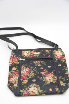 kleine Stefano Umhängetasche Handtasche bunt Blumen Rosen schwarz