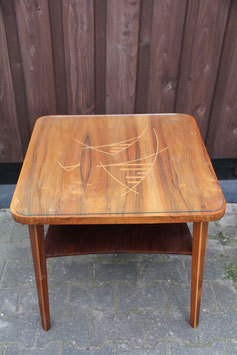 alter DDR Klubtisch Intarsien Fische Beistelltisch Couchtisch Buche Mid Century Naumburg