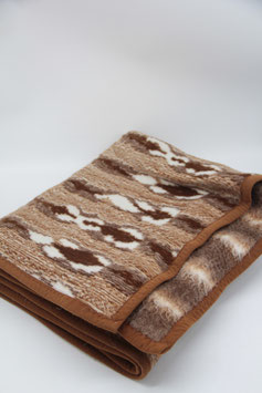 alt DDR? Wohndecke 155x190cm braun weiß gemustert Wolldecke Sofadecke Mollydecke