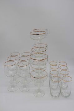 6er Set Weingläser / 8er Set Champagnerschalen Sektschalen / Wassergläser Goldrand