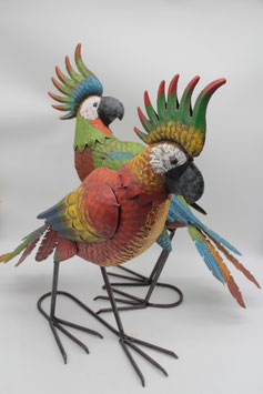 große Metallfigur Papagei Vogel Figur bunt Deko