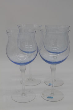 4er Set mundgeblasene Gläser Weingläser blau Weinkelch Wappen handmade