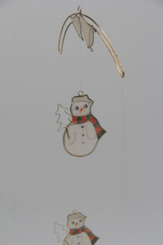 Capiz Muschelglas Messing Verglasung Mobile Schneemänner Weihnachten
