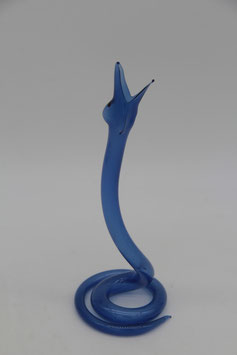 Schlangen Vase aus Lauscha blau mundgeblasen Glasvase