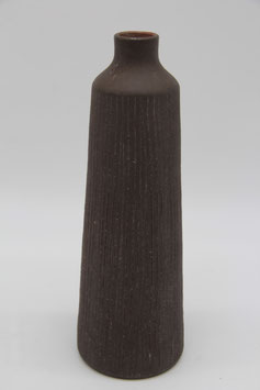 rustikale gestreifte Keramikvase braun Mid Century Design schlank Handarbeit