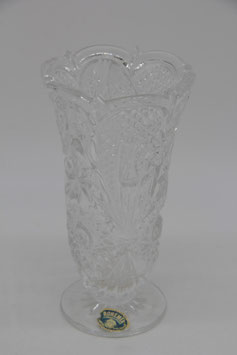 Bohemia Kristall Glas Vase auf Fuß hoch schlank gespresstes Kristallglas