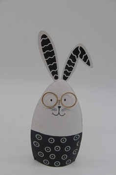 Metall Osterhase schwarz weiß gold Figur Eiform