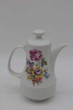 kleine DDR CP Weisswasser Porzellan Kaffeekanne Mokkakanne Blumenmotiv