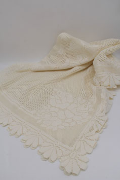 vintage Tischdecke Spitze Häkeloptik Blumenkante Mitteldecke 100x130cm creme