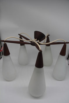 vintage Deckenlampe Kronleuchter Uno & Östen Kristiansson? 60er Schweden Teak