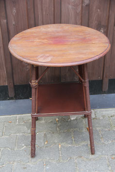 alter hoher Blumentisch Beistelltisch Etagere Holz rund dunkelbraun mit Ablage