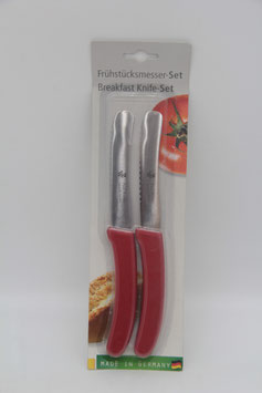 2er Frühstücksmesser-Set Paul Wirths Edelstahl rostfrei Wellenschliff rot OVP