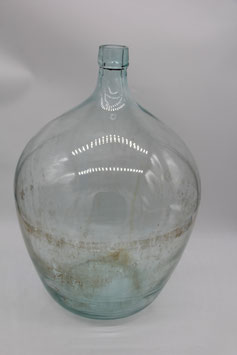 großer alter Weinballon Dekogefäß Glasballon Bodenvase Glasvase blauliches / grünliches Glas