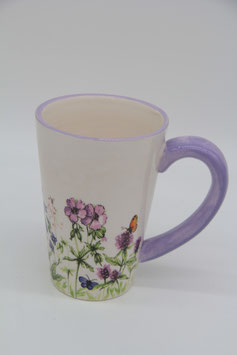 Jameson & Tailor Keramiktasse Klee Blumen lila Schmetterlinge