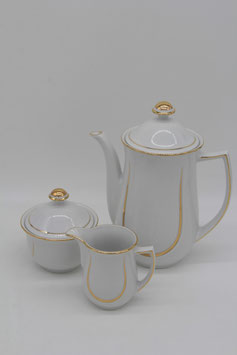 3tlg. Set Winterling Marktleuthen Kaffeekanne Zuckerdose Milchkännchen Goldrand