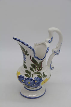 portugiesische Keramik Krug Blumenvase weiß blau gelbe Blumen