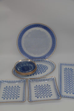 Glaswerke Olbernhau Tortenteller Dessertteller Kuchenplatte Mitropa blau DDR