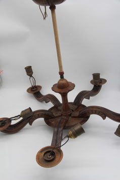 alte Deckenlampe Hängelampe Art Deco Kronleuchter Pendelleuchte Holz Mid Century