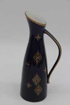 Volkstedt 1762 DDR Echt Kobalt blau Porzellanvase Golddekor Blumenvase Henkel