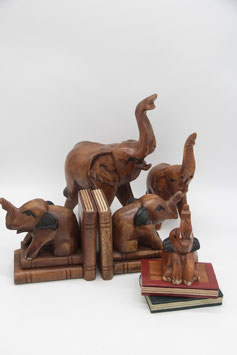 Holz Elefant Akazienholz Holzfigur Rüssel oben Buchstützen