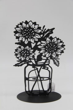 Blumenstrauß Silhouette schwarz in Vase Sonnenblumen