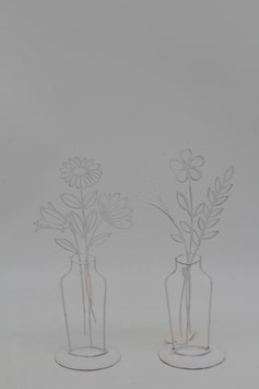 Blumenstrauß in Vase Silhouette weiß gewischt