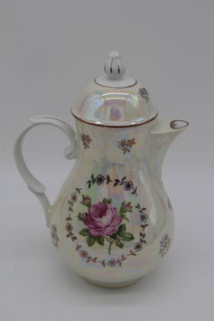 DDR Kaffeekanne Kahla Porzellan Perlmutt Rosenmotiv Porzellankanne
