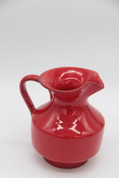 knallrote Blumenvase Keramik mit Henkel Krug Klatschmohnrot