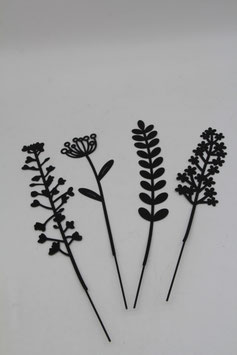 4er Set Blütenstecker Blumenstecker schwarz Scherenschnitt