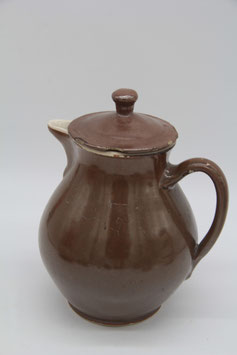alte Steingut Steinzeug Kanne + Deckel Krug Dekokanne Blumenvase Milchkanne Ton