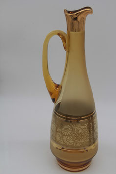 alte amber bernstein gold Karaffe Likörflasche Blumendekor Bohemia Blumenvase
