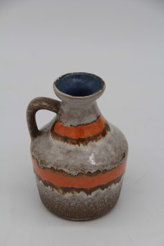 kleine braun sand orange gestreifte Strehla Keramikvase Krug Blumenvase