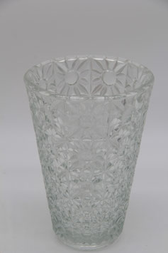 DDR Pressglas Blumenvase Blumenmuster retro Design Ostalgie Lausitzer Glas Sonne