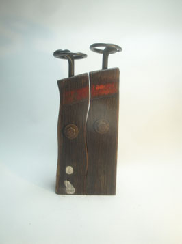 Pfeffer- Salzmühlen Set altes Eichenfass mit geschmiedeter Kurbel