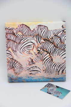 Britta Reinhardt Kunstdruck Zebras rennend 20x20cm sign.