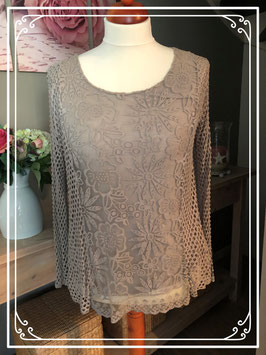 Beige dubbellaags longsleeve-maat 42