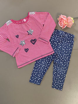 Gestreept shirtje maat 86 met donkerblauwe legging in maat 86/92