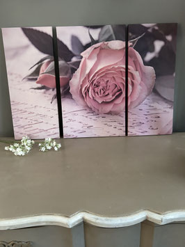 Drieluik van een roos in canvas